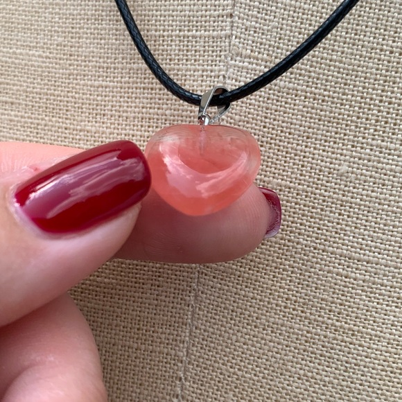 Handmade Genuine Stone Heart Amulet Necklace - Picture 4 of 10